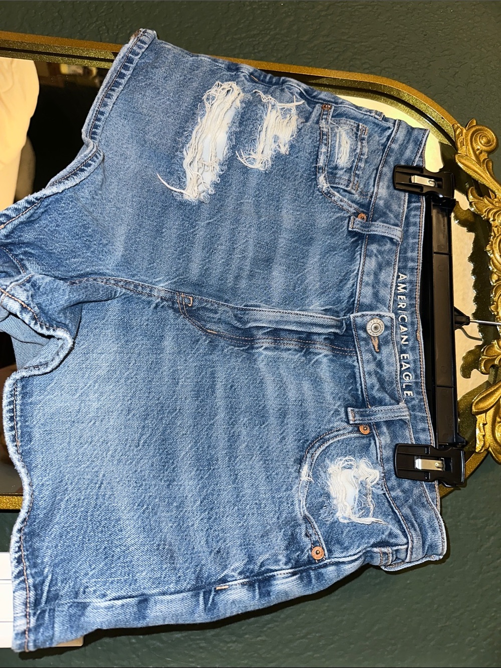 American Eagle Outfitters Blue Distressed Denim Mom Shorts
